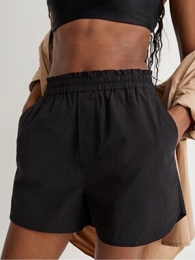 Madewell Black Elastic-Waist Cotton Shorts